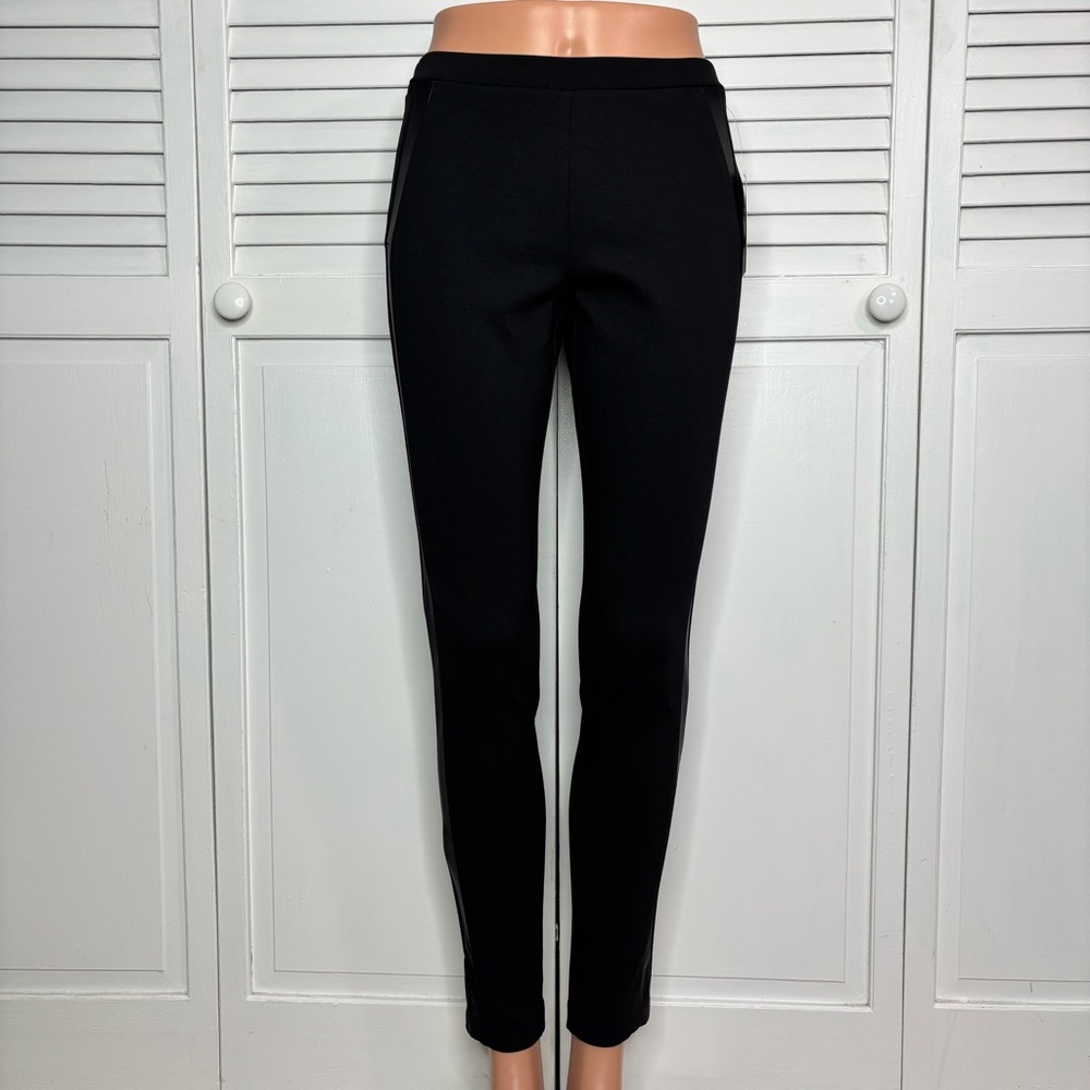 MICHAEL Michael Kors Black Faux Leather Trim Skinny Pants Size Small